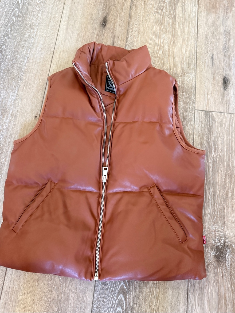 Levi's Women's Rust Leather-Look Puffer Vest